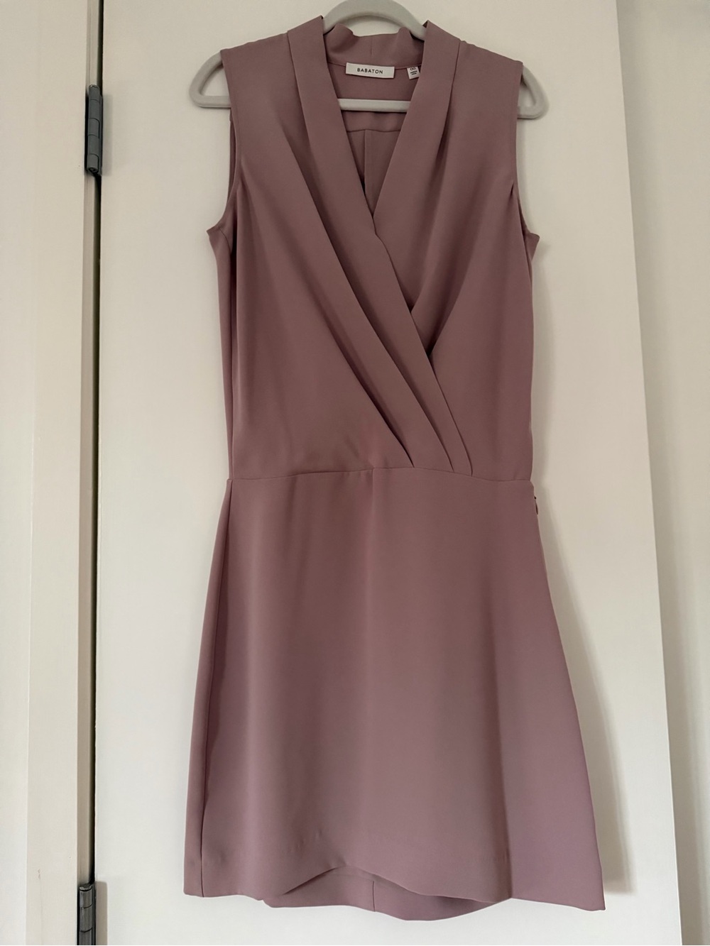 Babaton Mauve Sleeveless Faux-Wrap Mini Dress